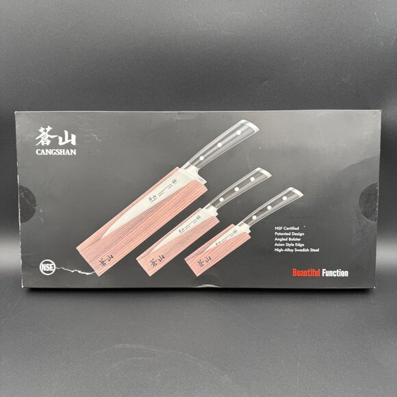 Cangshan TS Series Knife & Sheath Set 8" Chefs 5" Utility 3.5" Paring Steel - Picture 1 of 6
